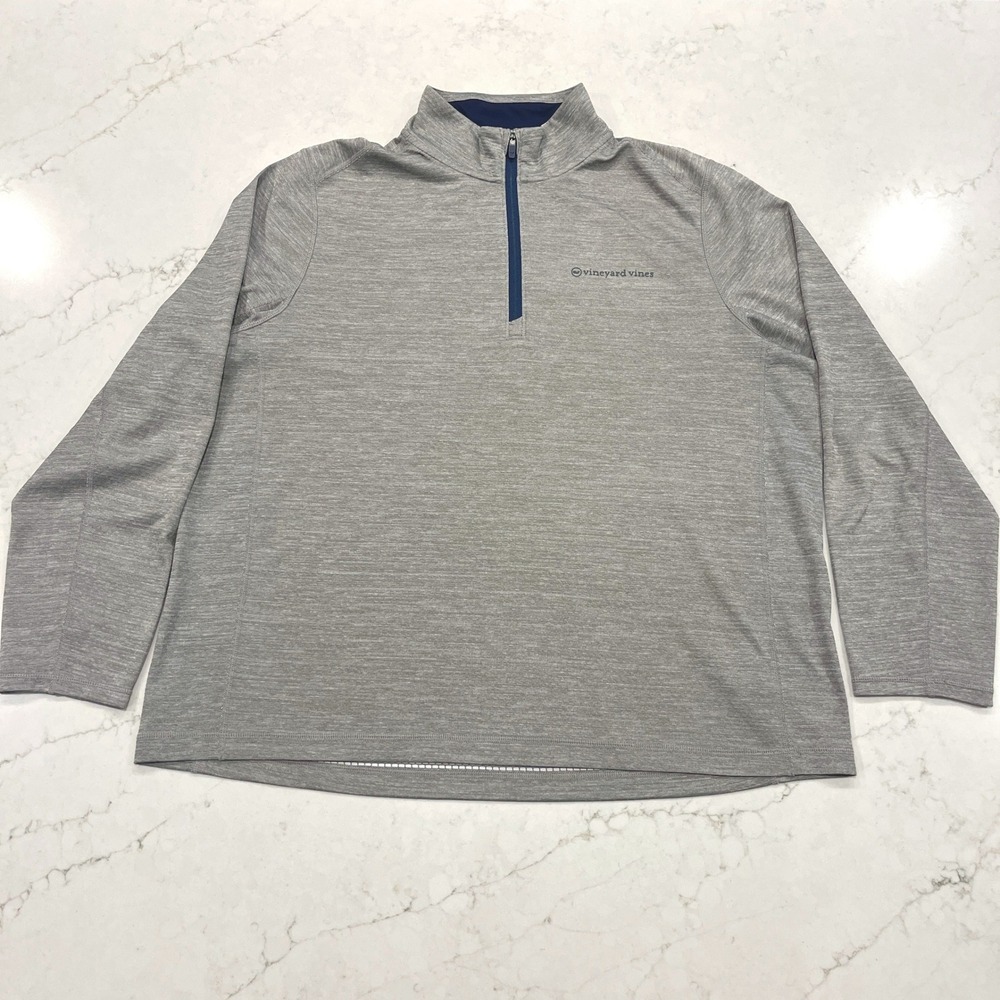 Vineyard Vines Sankaty 1/4 Zip Pullover Mens XXL Gray Nautical Coastal Preppy - Picture 1 of 10